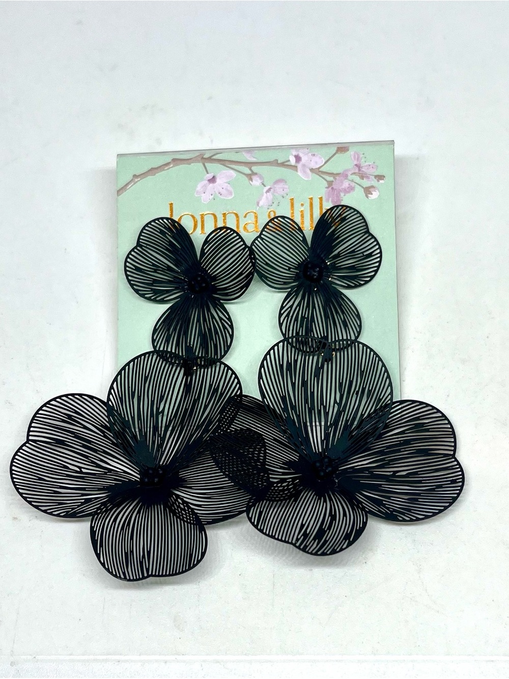 Lonna & Lilly Black Floral Statement Earrings